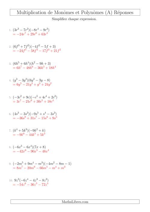 Multiplication de Monômes et Polynômes (Mixtes) (Tout) page 2