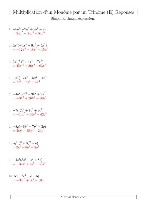 Multiplication d’un Monôme par un Trinôme (E) page 2