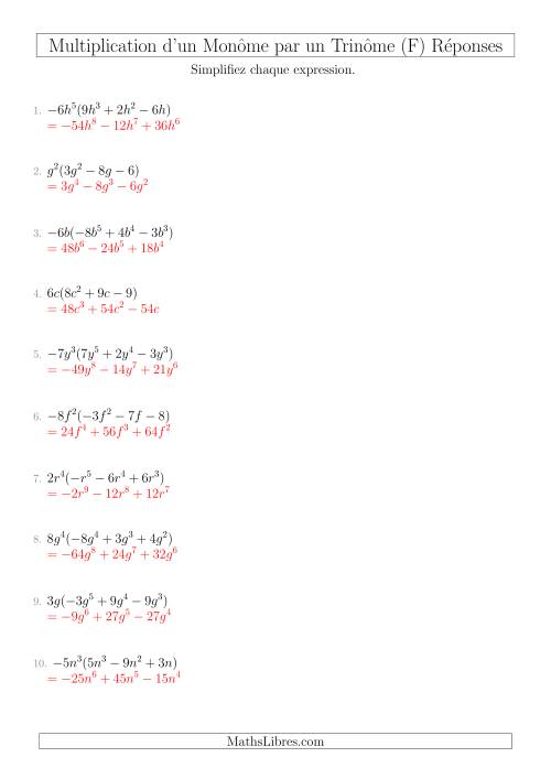 Multiplication d’un Monôme par un Trinôme (F) page 2