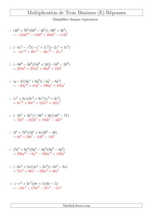 Multiplication de Trois Binômes (E) page 2