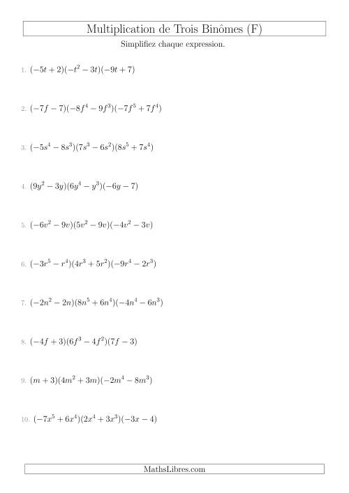 Multiplication de Trois Binômes (F)