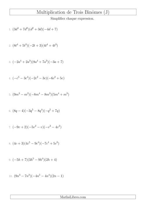 Multiplication de Trois Binômes (J)