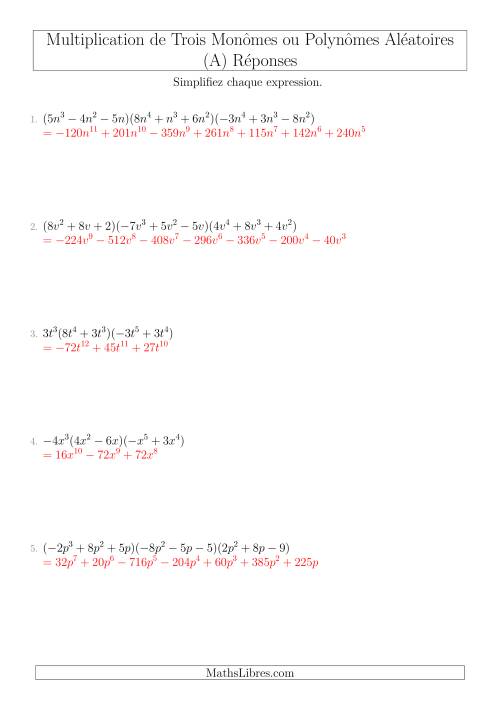 Multiplication de Trois Monômes ou Polynômes Aléatoires (A) page 2