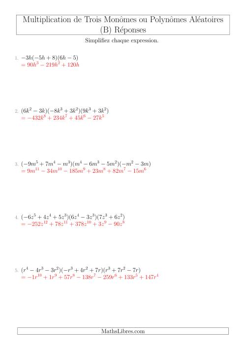 Multiplication de Trois Monômes ou Polynômes Aléatoires (B) page 2