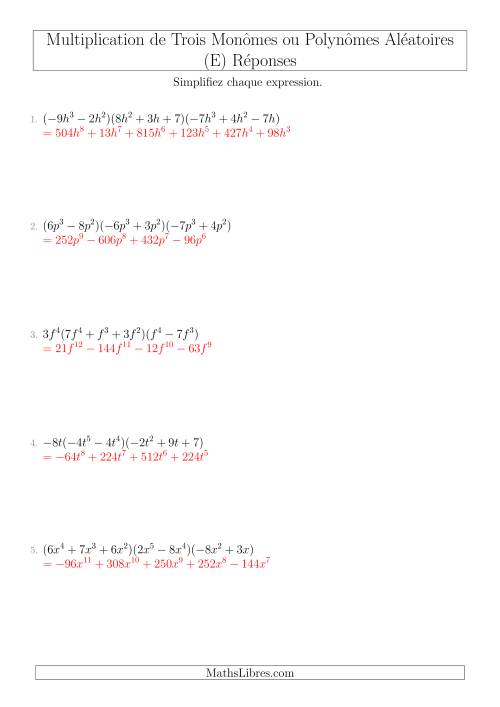 Multiplication de Trois Monômes ou Polynômes Aléatoires (E) page 2