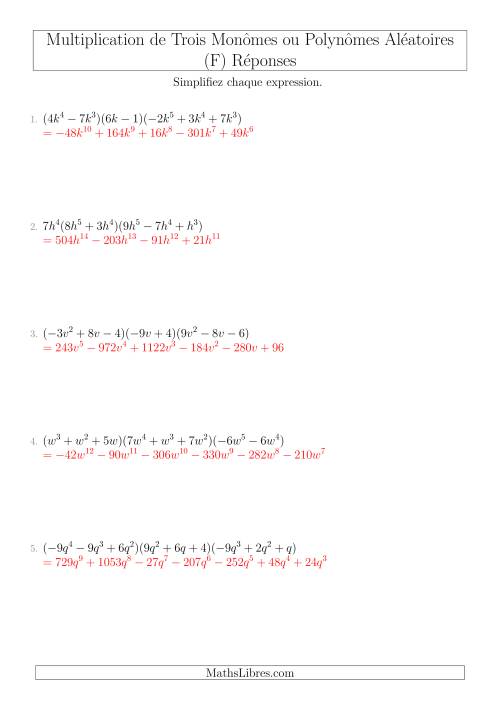 Multiplication de Trois Monômes ou Polynômes Aléatoires (F) page 2