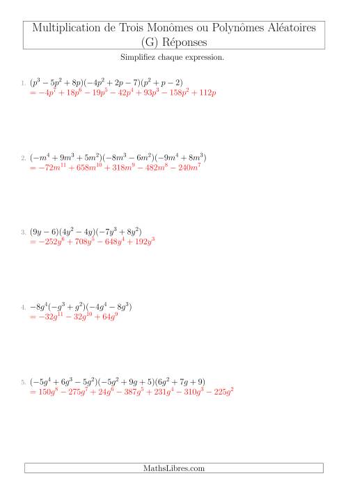Multiplication de Trois Monômes ou Polynômes Aléatoires (G) page 2