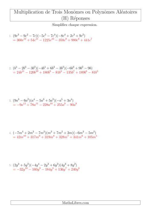 Multiplication de Trois Monômes ou Polynômes Aléatoires (H) page 2