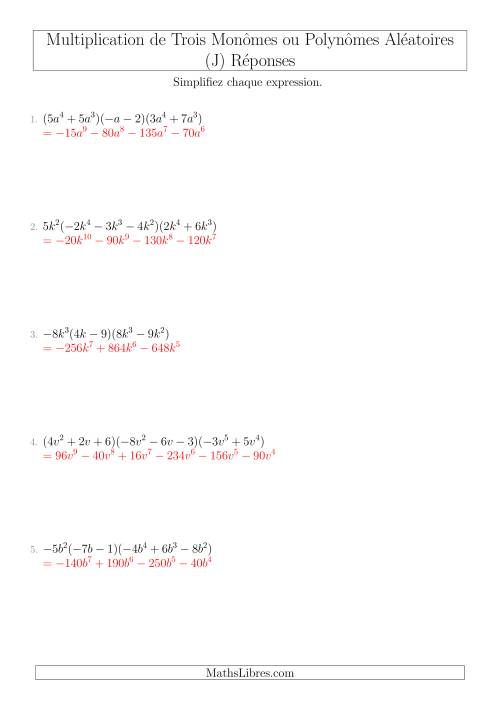 Multiplication de Trois Monômes ou Polynômes Aléatoires (J) page 2