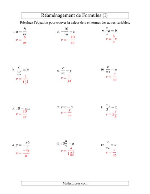 Réaménagement de Formules -- Deux Étapes -- Multiplication et Division (I) page 2