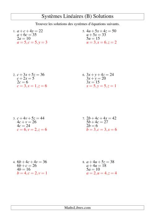 Systèmes d'Équations Linéaires -- Deux Variables (B) page 2