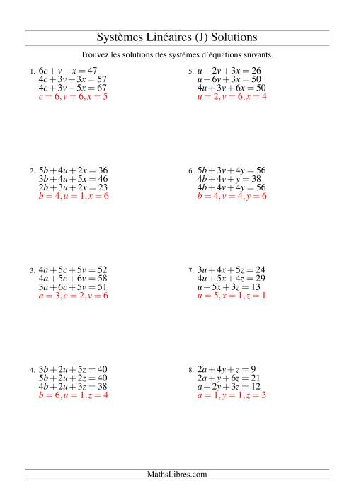Systèmes d'Équations Linéaires -- Deux Variables Incluant Valeurs Négatives (J) page 2