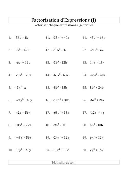 Factorisation d'Expressions Sans la Formule Quadratique (avec des Racines Carrées, Coefficients Composés, & Multiplicateurs Négatifs & Positifs) (J)