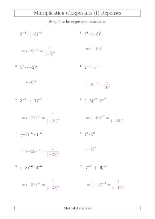 Multiplication d'Exposants Ayant de Différentes Bases (Avec des Négatifs) (I) page 2
