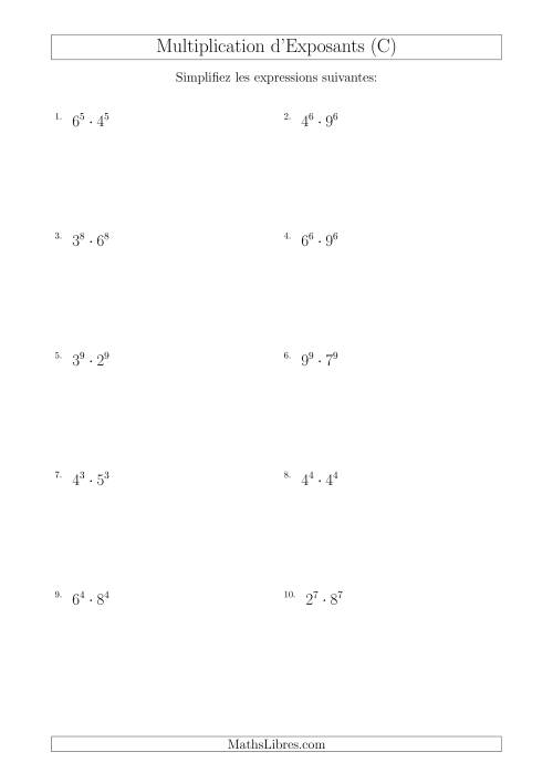 Multiplication d'Exposants Ayant de Différentes Bases (Positifs) (C)