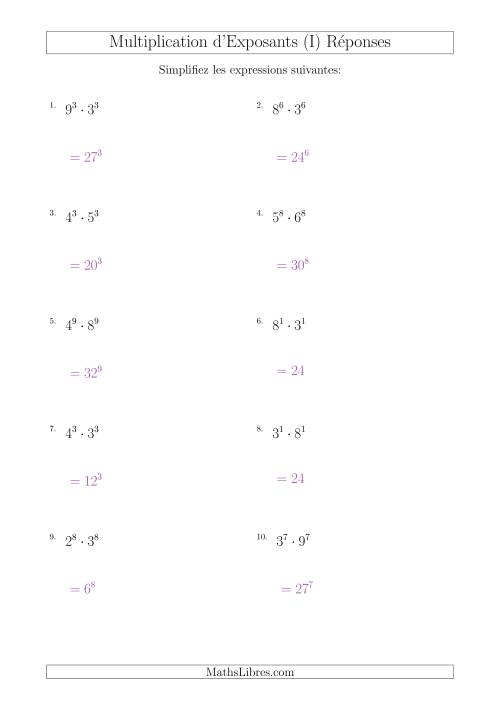 Multiplication d'Exposants Ayant de Différentes Bases (Positifs) (I) page 2