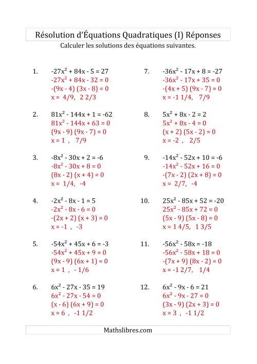 Résolution d’Équations Quadratiques (Coefficients variant de -81 à 81) (I) page 2