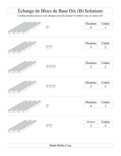 Échange de cubes d'unités pour bâtons de dizaines (B) page 2