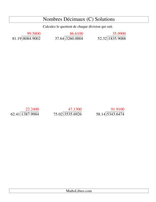 Division de nombres décimaux (10,01 à 10,99) (C) page 2