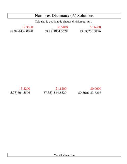 Division de nombres décimaux (10,01 à 10,99) (Tout) page 2
