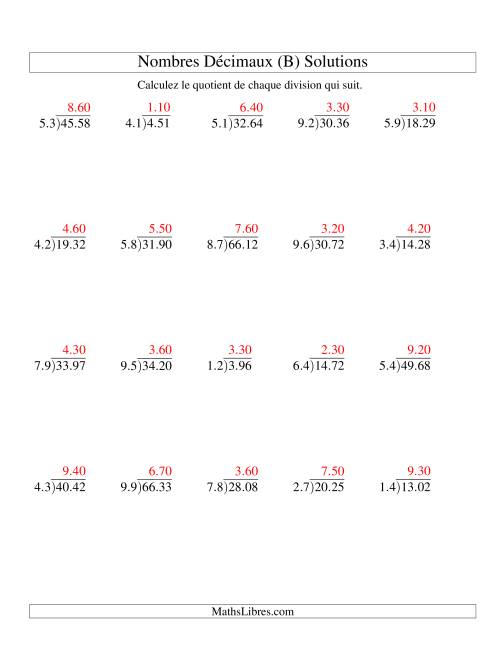 Division de nombres décimaux (1,1 à 1,9) (B) page 2