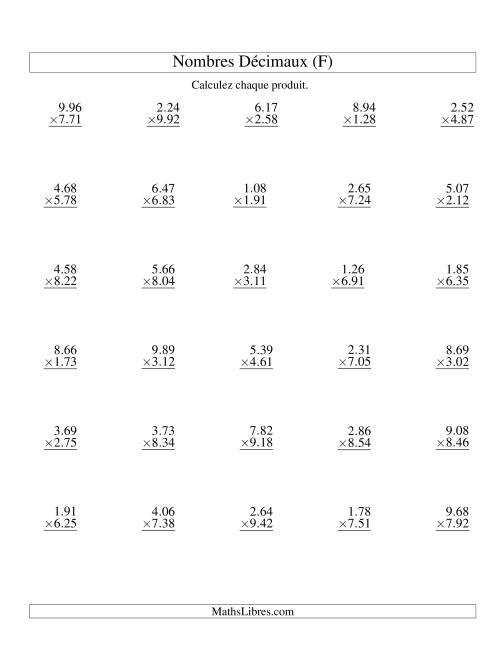 Multiplication de nombres décimaux (1,01 à 1,99) (F)