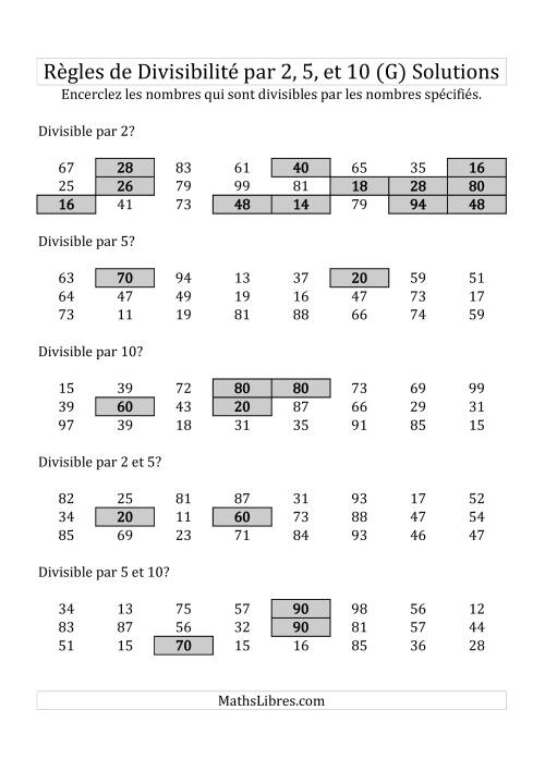 Divisibilité par 2, 5 et 10 -- 2-chiffres (G) page 2
