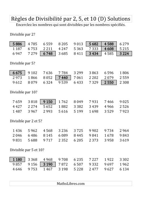 Divisibilité par 2, 5 et 10 -- 4-chiffres (D) page 2