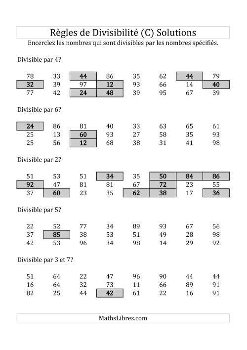 Divisibilité par chiffres 2 à 10 -- 2-chiffres (C) page 2