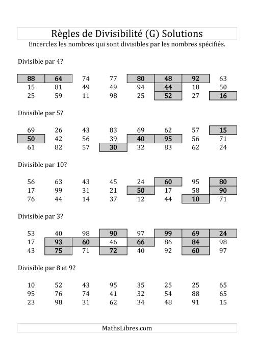 Divisibilité par chiffres 2 à 10 -- 2-chiffres (G) page 2