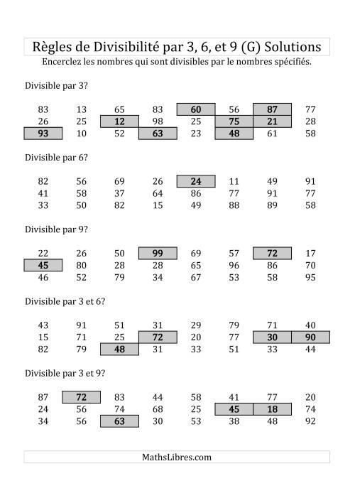 Divisibilité par 3, 6 et 9 -- 2-chiffres (G) page 2