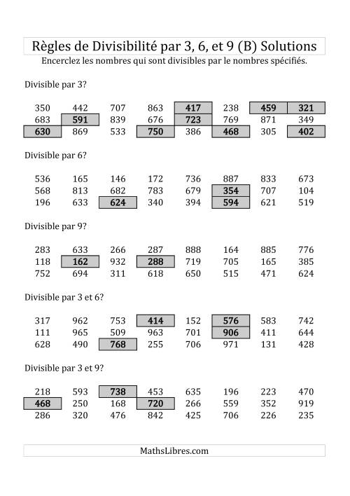 Divisibilité par 3, 6 et 9 -- 3-chiffres (B) page 2