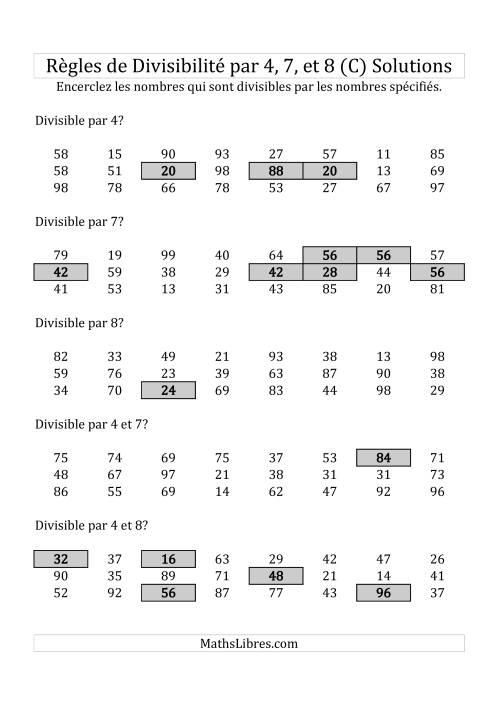 Divisibilité par 4, 7 et 8 -- 2-chiffres (C) page 2