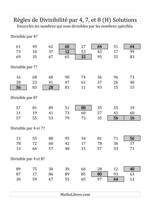 Divisibilité par 4, 7 et 8 -- 2-chiffres (H) page 2