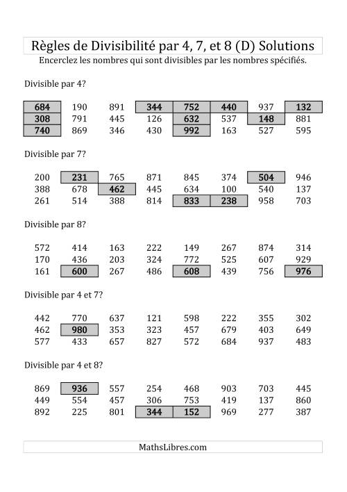 Divisibilité par 4, 7 et 8 -- 3-chiffres (D) page 2