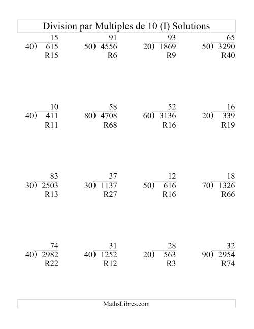 Division Longue -- Multiple de 10 -- Quotient Deux-Chiffres (I) page 2