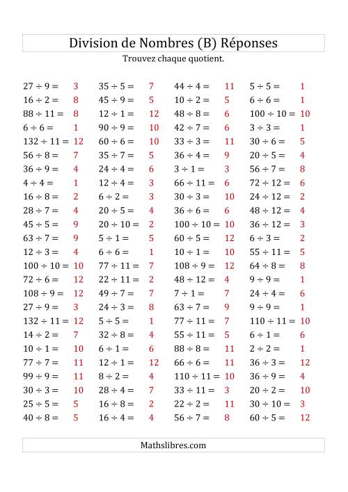 Division de Nombres Jusqu'à 144 (B) page 2