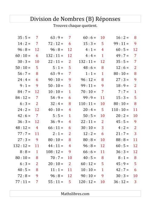 Division de Nombres Jusqu'à 144 (B) page 2