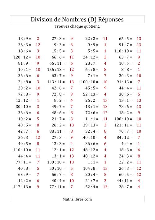 Division de Nombres Jusqu'à 169 (D) page 2