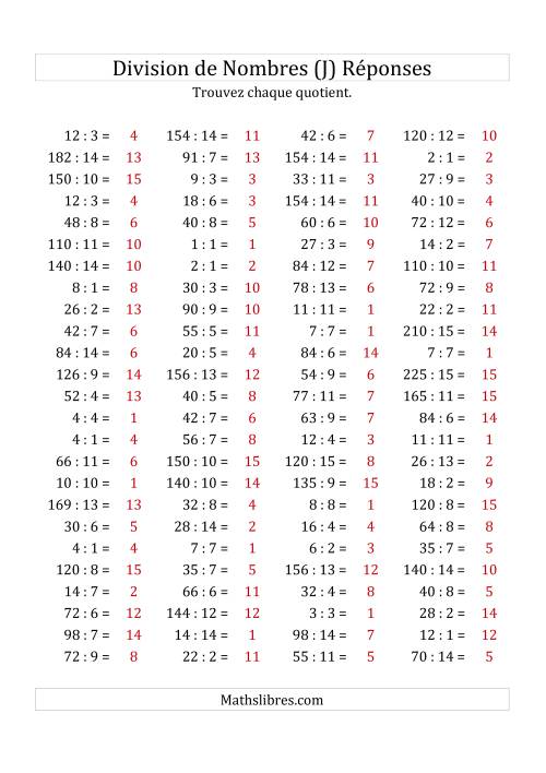 Division de Nombres Jusqu'à 225 (J) page 2