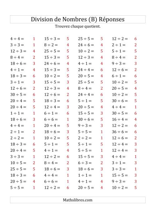Division de Nombres Jusqu'à 36 (B) page 2
