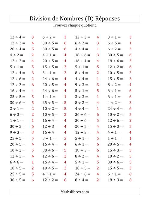 Division de Nombres Jusqu'à 36 (D) page 2