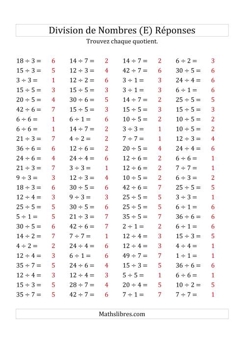 Division de Nombres Jusqu'à 49 (E) page 2