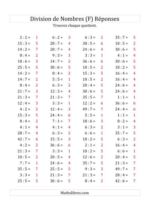 Division de Nombres Jusqu'à 49 (F) page 2