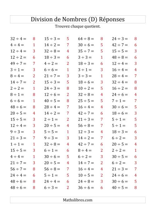 Division de Nombres Jusqu'à 64 (D) page 2