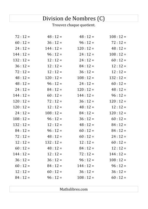 Division de Nombres Par 12 (Quotient 1 - 12) (C)