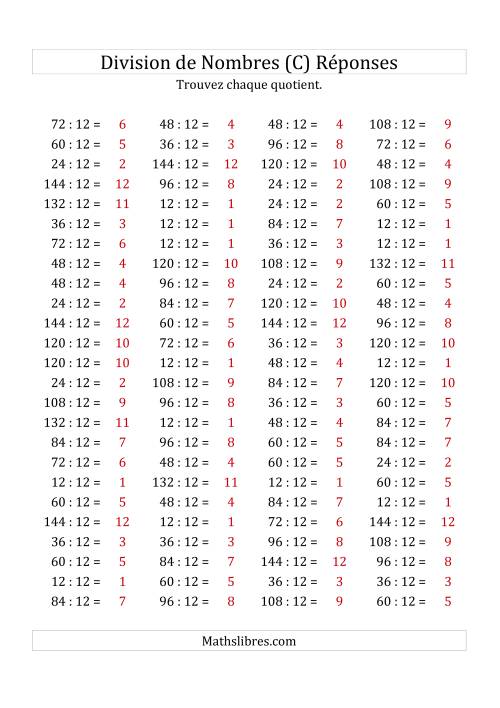 Division de Nombres Par 12 (Quotient 1 - 12) (C) page 2