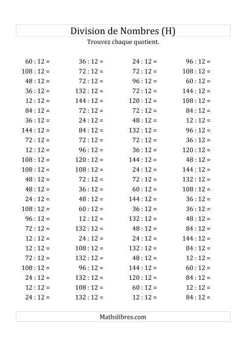 Division de Nombres Par 12 (Quotient 1 - 12) (H)