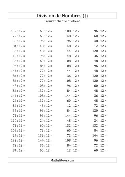 Division de Nombres Par 12 (Quotient 1 - 12) (J)