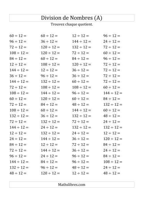 Division de Nombres Par 12 (Quotient 1 - 12) (Tout)